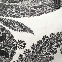 Pre Owned حقيبة يد إيترو سحاب جلد مطبوع بايزلي أبيض و أسود