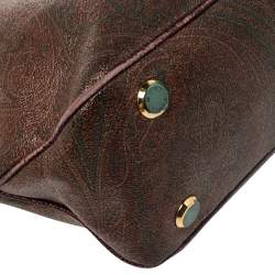 Pre Owned Etro Brown Paisley Coated Canvas and Lizard Embossed Tote
