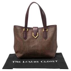 Pre Owned Etro Brown Paisley Coated Canvas and Lizard Embossed Tote