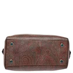 Etro Brown Paisley Printed Coated Canvas Studded Satchel