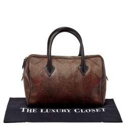 Etro Brown Paisley Printed Coated Canvas Studded Satchel