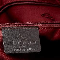 Etro Brown Paisley Printed Coated Canvas Studded Satchel