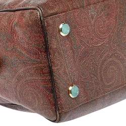 Etro Brown Paisley Printed Coated Canvas Studded Satchel