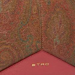 Etro Multicolor Paisley Print Coated Canvas and Leather Slim Zip Pouch