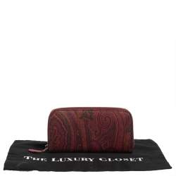 Pre Owned Etro Multicolor Paisley Print Coated Canvas Zip Around Continental Wallet