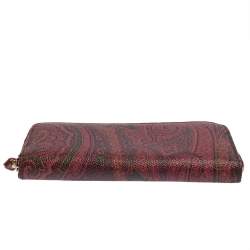 Pre Owned Etro Multicolor Paisley Print Coated Canvas Zip Around Continental Wallet