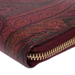 Pre Owned Etro Multicolor Paisley Print Coated Canvas Zip Around Continental Wallet