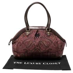 Pre Owned Etro Multicolor Paisley Print Fabric and Leather Zip Satchel 
