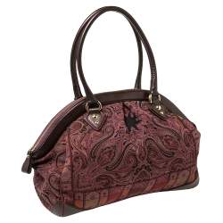 Pre Owned Etro Multicolor Paisley Print Fabric and Leather Zip Satchel 