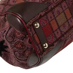 Pre Owned Etro Multicolor Paisley Print Fabric and Leather Zip Satchel 