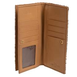 Etro White/Brown Paisley Print Coated Canvas Continental Wallet