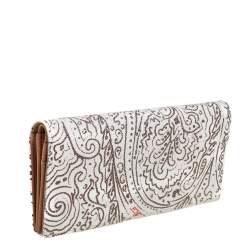 Etro White/Brown Paisley Print Coated Canvas Continental Wallet