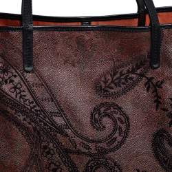 مملوكة مسبقًا حقيبة يد توتس ايترو كانفاس مقوى و قطيفة مطبوع بايزلي بني داكن 