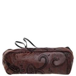 مملوكة مسبقًا حقيبة يد توتس ايترو كانفاس مقوى و قطيفة مطبوع بايزلي بني داكن 