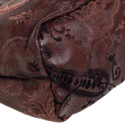 مملوكة مسبقًا حقيبة يد توتس ايترو كانفاس مقوى و قطيفة مطبوع بايزلي بني داكن 