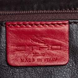 Pre Owned حقيبة يد توتس ايترو جلد نقشة بايزلي بني داكن