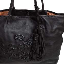 Pre Owned حقيبة يد توتس ايترو جلد نقشة بايزلي بني داكن