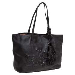 Pre Owned حقيبة يد توتس ايترو جلد نقشة بايزلي بني داكن