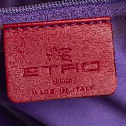 Pre Owned Etro Bright Green Paisley Embossed Leather Flap Hobo