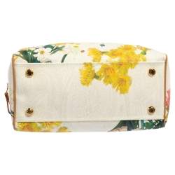 Etro Multicolor Floral Print Coated Canvas and Leather Boston Bag
