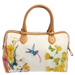 Etro Multicolor Floral Print Coated Canvas and Leather Boston Bag