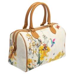 Etro Multicolor Floral Print Coated Canvas and Leather Boston Bag