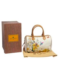 Etro Multicolor Floral Print Coated Canvas and Leather Boston Bag
