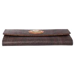 Pre Owned Etro Brown Paisley Coated Canvas Trifold Continental Wallet 
