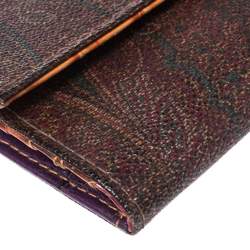 Pre Owned Etro Brown Paisley Coated Canvas Trifold Continental Wallet 