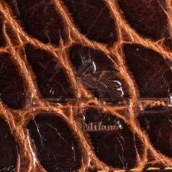 Pre Owned Etro Brown Paisley Coated Canvas Trifold Continental Wallet 