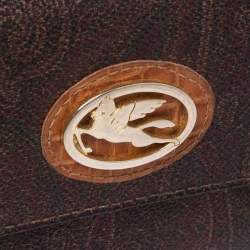 Pre Owned Etro Brown Paisley Coated Canvas Trifold Continental Wallet 