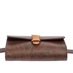Pre Owned Etro Brown Paisley Coated Canvas and Leather Trim Belt Bag