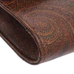 Pre Owned Etro Brown Paisley Coated Canvas and Leather Trim Belt Bag
