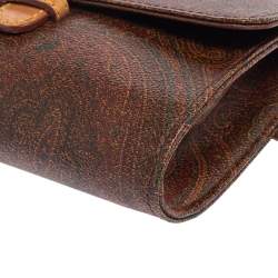 Pre Owned Etro Brown Paisley Coated Canvas and Leather Trim Belt Bag