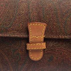 Pre Owned Etro Brown Paisley Coated Canvas and Leather Trim Belt Bag