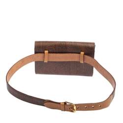 Pre Owned Etro Brown Paisley Coated Canvas and Leather Trim Belt Bag