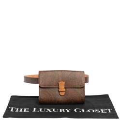 Pre Owned Etro Brown Paisley Coated Canvas and Leather Trim Belt Bag
