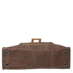Etro Yellow/Brown Paisley Print Coated Canvas and Leather Tote