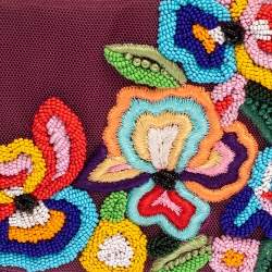 Pre Owned Etro Purple Mesh  Embroidered Shoulder Bag 