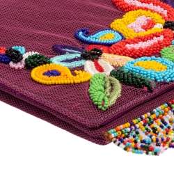 Pre Owned Etro Purple Mesh  Embroidered Shoulder Bag 