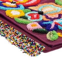 Pre Owned Etro Purple Mesh  Embroidered Shoulder Bag 