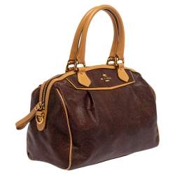 Pre Owned Etro Brown Paisley Printed Coated Canvas Boston Bag