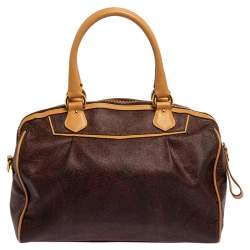 Pre Owned Etro Brown Paisley Printed Coated Canvas Boston Bag