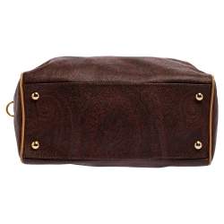 Pre Owned Etro Brown Paisley Printed Coated Canvas Boston Bag
