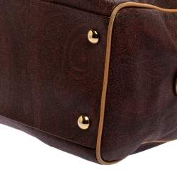 Pre Owned Etro Brown Paisley Printed Coated Canvas Boston Bag