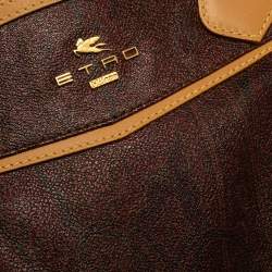 Pre Owned Etro Brown Paisley Printed Coated Canvas Boston Bag