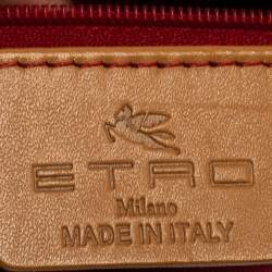 Pre Owned Etro Brown Paisley Printed Coated Canvas Boston Bag
