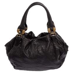 Etro Black Leather Top Handle Satchel