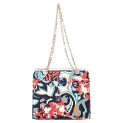 Etro Beige Printed Coated Canvas Chain Shoulder Bag