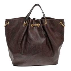 Pre Owned حقيبة يد توتس إيترو كانفاس مقوى طباعة بيزلي بني بسلسلة